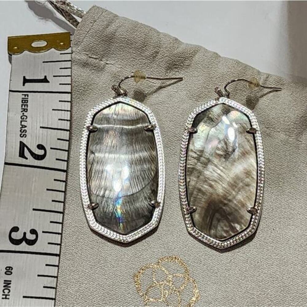 Kendra Scott Black MOP Mother of Pearl? and Silver Rhodium Danielle Earrings - Picture 4 of 7